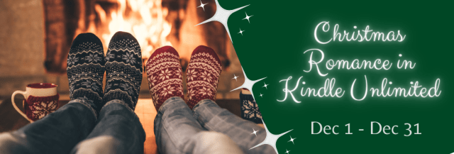 Christmas Romance in KU Book Funnel Image with Cozy Fire