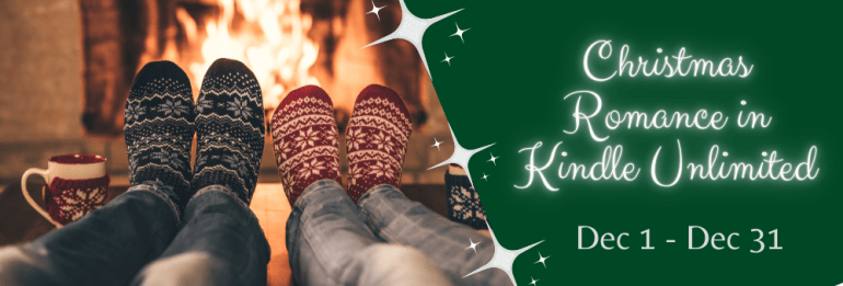 Christmas Romance in KU Book Funnel Image with Cozy Fire